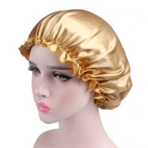 Gold Satin Silky Hair Bonnet with Elastic Band (Never Worn)